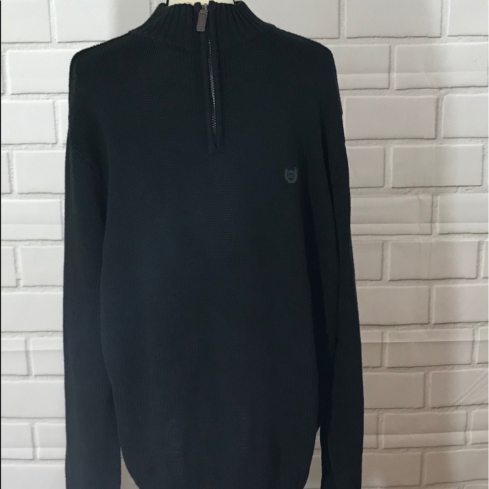 Chaps Black 1/4 Zip Black Sweater